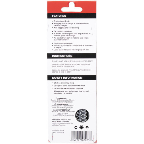 Wal-Board Tools 007-005  6" x 2" Drywall Rasp with Easy Grip Handle (40019) Image 4 Wal-Board Tools 007-005  6" x 2" Drywall Rasp with Easy Grip Handle (40019) Image 4