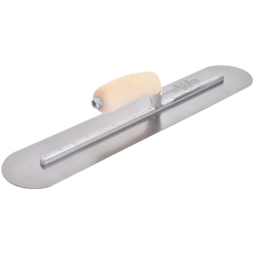 Marshalltown MXS81FR  Fully Rounded 18" x 4" Finishing Trowel with Wood Handle (13524) Image 4