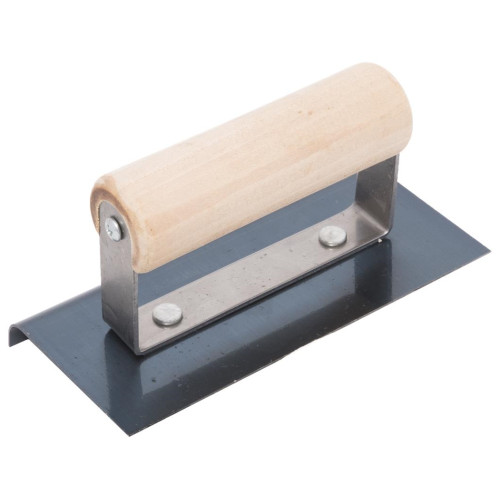 QLT by Marshalltown CE552B  Blue Steel 6" x 3" Hand Edger with 3/8" Radius and 1/2" Lip - Wood Handle (13964) Image 4
