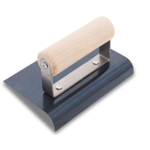 QLT by Marshalltown CE556B  Blue Steel 6" x 4" Hand Edger with 3/8" Radius and 1/2" Lip - Wood Handle (13972) Image 0