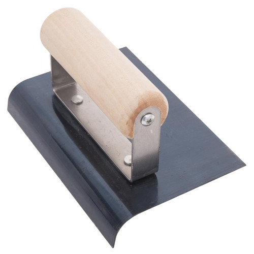 QLT by Marshalltown CE557B  Blue Steel 6" x 4" Hand Edger with 1/2" Radius and 5/8" Lip - Wood Handle (13974) Image 1