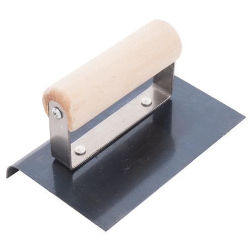 QLT by Marshalltown CE557B  Blue Steel 6" x 4" Hand Edger with 1/2" Radius and 5/8" Lip - Wood Handle (13974) Image 4