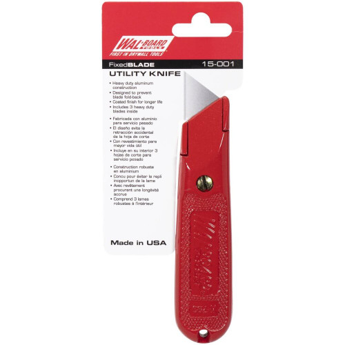 Wal-Board  015-001  6" Fixed Blade Utility Knife with 3 Blades (40027) Image 3
