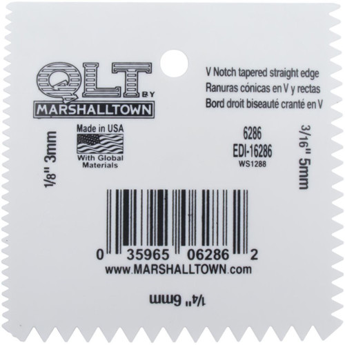 QLT by Marshalltown 6286  1/8" x 1/4" x 3/16" V-Shaped Plastic Multi-Notched Spreader (16286) Image 3