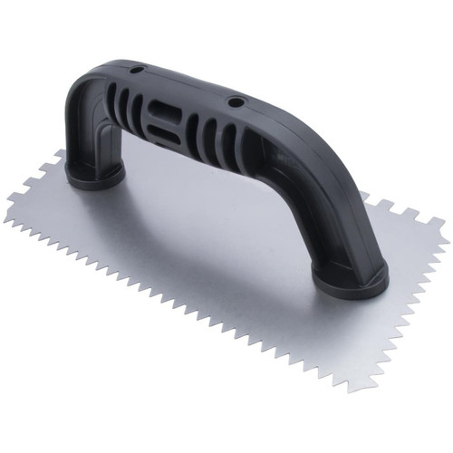 QLT by Marshalltown 207  9" x 4" Notched Trowel with Plastic Handle - 1/4" Square and 1/4" x 3/16" 'V' (16251) Image 2