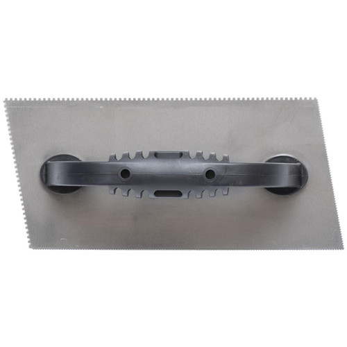 QLT by Marshalltown 208  9" x 4" Notched Trowel with Plastic Handle - 1/16" Square and 1/16" x 1/32" 'U' w/ 10 degree Cutback (16252) Image 2