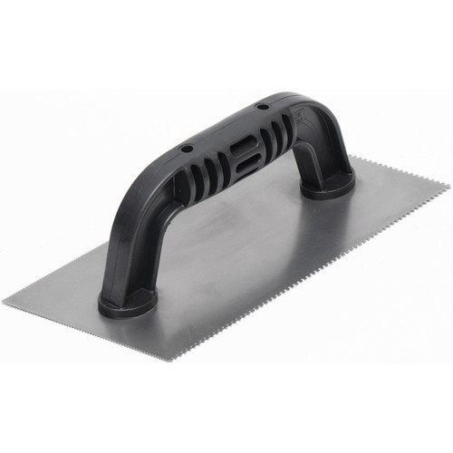 QLT by Marshalltown 208  9" x 4" Notched Trowel with Plastic Handle - 1/16" Square and 1/16" x 1/32" 'U' w/ 10 degree Cutback (16252) Image 4