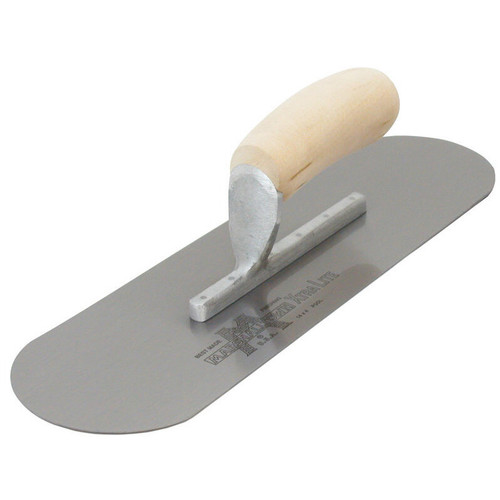Marshalltown SP205  20" x 5" High Carbon Steel Xtralite Pool Trowel with Curved Wood Handle (13120) Image 0