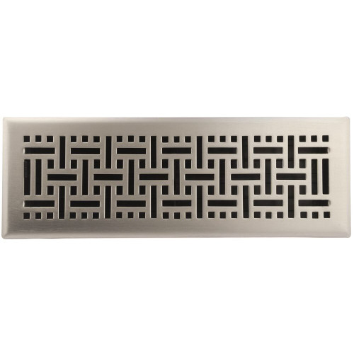 Accord AMFRSNB414  Satin Nickel Finished Metal Faceplate Floor Register with Wicker Design for 4" x 14" Duct Opening Image 0