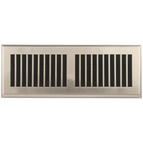 Accord APFRSNL412  Satin Nickel Finish Plastic Floor Register with Louvered Design for 4" x 12" Duct Opening Image 0