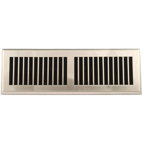 Accord APFRSNL414  Satin Nickel Finish Plastic Floor Register with Louvered Design for 4" x 14" Duct Opening Image 0