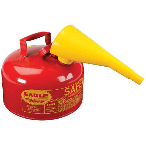 Eagle UI20FS  2 Gallon Type I Metal Safety Gas Can - Red with F15 Funnel Image 0