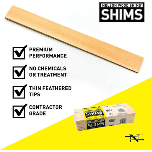 Nelson Wood Shims Contractor Grade 12 Inch Beddar Wood Shims - 42 Shims per Package Image 3