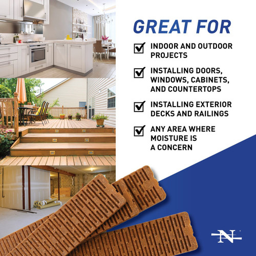 Nelson Wood Shims 8 Inch Lined Composite Wood Shims - 12 per Package Image 1