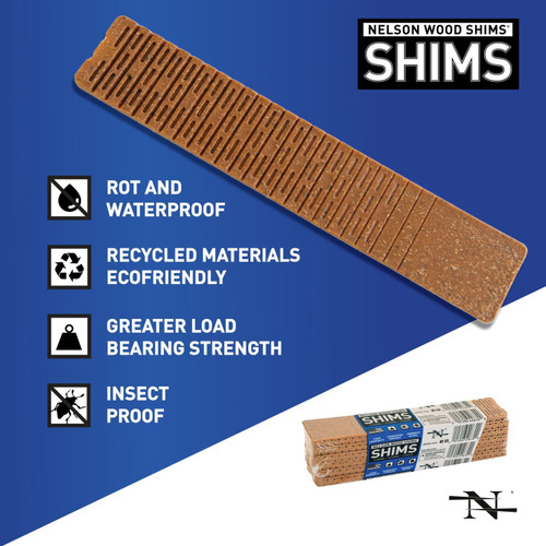 Nelson Wood Shims 8 Inch Lined Composite Wood Shims - 12 per Package Image 2