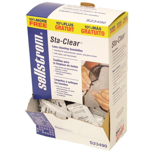 Sellstrom S23490  Sta-Clear Pre-Moistened Lens Cleaning Tissue Packets - 110 Wipes per Box Image 1