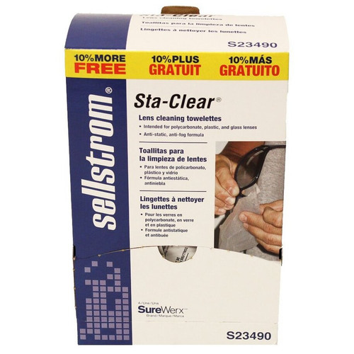 Sellstrom S23490  Sta-Clear Pre-Moistened Lens Cleaning Tissue Packets - 110 Wipes per Box Image 2