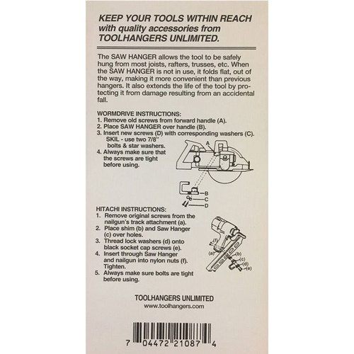 ToolHangers 21087  Saw Hanger  Red Packaging Image 2