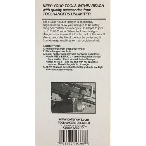 ToolHangers 70306  I-Joist Nailgun Hanger  Lime Packaging Image 2