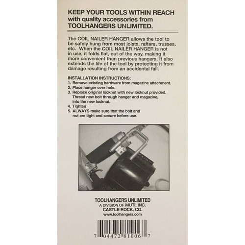 ToolHangers 81006  Coil Nailer Hanger  Yellow Packaging Image 2