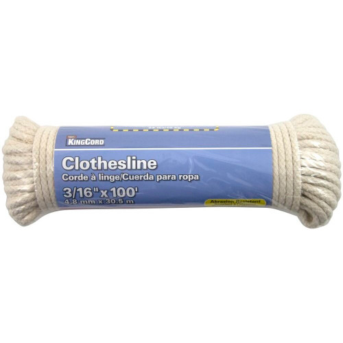 KingsCord 300001BGP04  3/16" x 100' Polyester & Cotton Diamond Braid Clothesline (2466504) Image 0 KingsCord 300001BGP04  3/16" x 100' Polyester & Cotton Diamond Braid Clothesline (2466504) Image 0