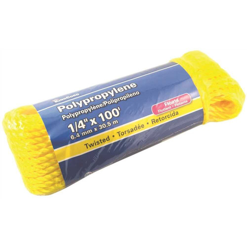 KingCord 300051BGP05  1/4" x 100' Twisted Yellow Polypropylene Rope (2466508) Image 0