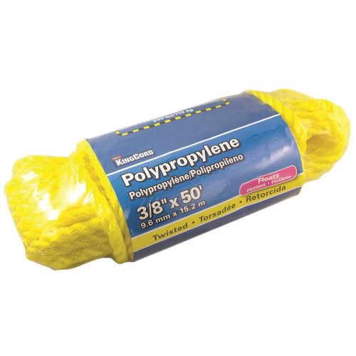 KingCord 300061BGV1  3/8" x 50' Twisted Yellow Polypropylene Rope (2466509) Image 0