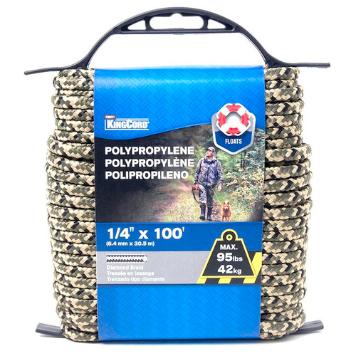 KingCord 302311BGV1  1/4" x 100' Polypropylene Camo Open Field Rope  Image 0