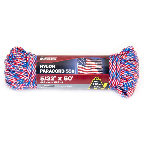 KingCord 302811BG  5/32" x 50' Nylon 550 Patriot Paracord  Image 0 KingCord 302811BG  5/32" x 50' Nylon 550 Patriot Paracord  Image 0