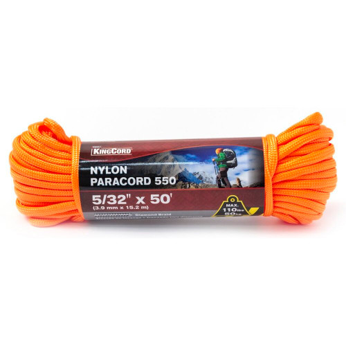 KingCord 302821BG  5/32" x 50' Nylon 550 Orange Paracord  Image 0
