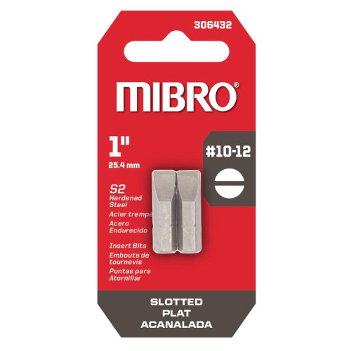 Mibro 306432  #10-12 Slotted Insert Bits - 2 per Card Image 0