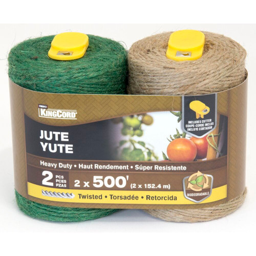 KingCord 310121BG  #24 x 500' 3-Ply Jute Twine with Cutter - 2 pack Image 0