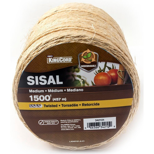 KingCord 342101BG  1500' 1 Ply Sisal Twisted Twine Rope Image 0