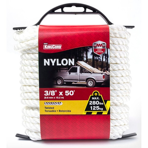 KingCord 342261BG  3/8" x 50' Nylon Twisted White Rope Image 0