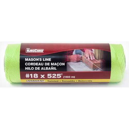 KingCord 342561BG  #18 x 525' Polypropylene Twisted Neon Yellow Mason Line Image 0 KingCord 342561BG  #18 x 525' Polypropylene Twisted Neon Yellow Mason Line Image 0