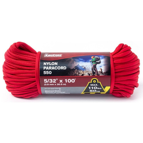 KingCord 342681BG  5/32" x 100' Nylon 550 Red Paracord  Image 0