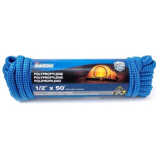 KingCord 342921BG  1/2" x 50' Polypropylene Steel Color 32-Strands Rope Poly  Image 0