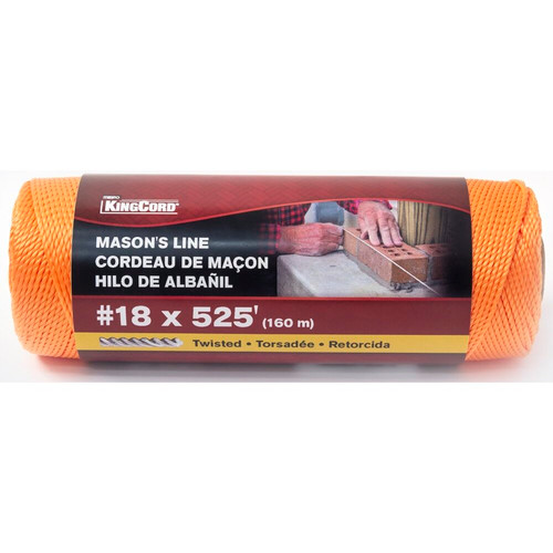 KingCord 344071BG  #18 x 525' Polypropylene Twisted Orange Mason Line Image 0