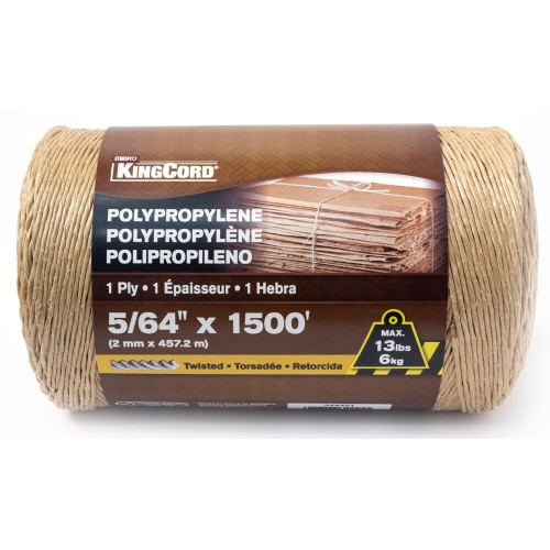 KingCord 344451BG  5/64" x 1500' Twist Split Brown Twine 1Ply  Image 0 KingCord 344451BG  5/64" x 1500' Twist Split Brown Twine 1Ply  Image 0