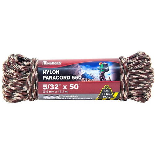 KingCord 448701BGV1  5/32" x 50' Diamond Braid Camo Nylon Paracord 550 Image 0