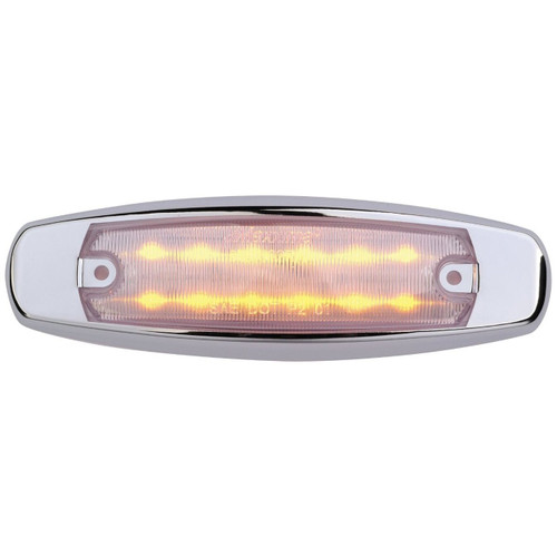 Maxxima M20332YCL  6" Clear Lens Amber Clearance Marker Light "Peterbilt Style" Stainless Steel Bezel 12 LED's Image 0