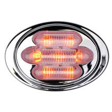 Maxxima M36180RCL  3" x 2" Clear Lens Red Mini-Chrome Oval Clearance Marker Light 7 LED's Image 0