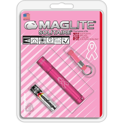MagLite K3AMW6  Solitaire Incandescent 1-Cell AAA National Breast Cancer Foundation Flashlight Pink Image 0