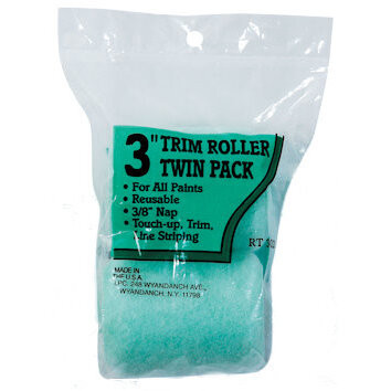 Linzer RT302  3" Trim Roller Cover with 3/8" Nap - 2 per Package Image 1