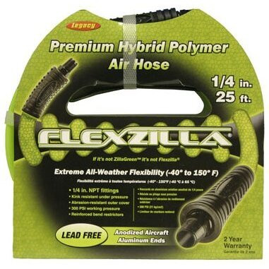Legacy HFZ1425YW2  Flexzilla 1/4" x 25' Air Hose Assembly with 1/4" Male NPT Fittings Image 2