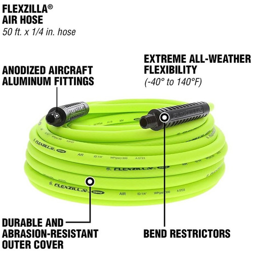 Legacy HFZ1450YW2  Flexzilla 1/4" X 50' Air Hose Assembly with 1/4" Male NPT Fittings Image 2