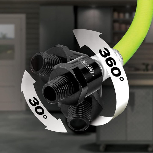 Legacy HFZ3804YW2B  Flexzilla 3/8" x 4' Swivel Whip Air Hose with 1/4" MNPT Ball swivel x 1/4" FNPT Image 3