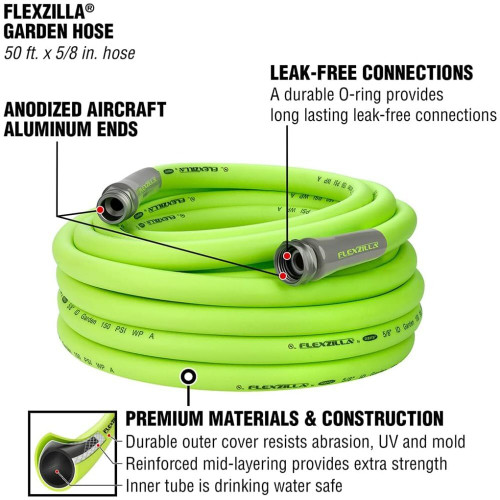 Legacy HFZG550YW  Flexzilla 5/8" x 50' Garden Water Hose Assembly with 3/4" Fittings Image 1