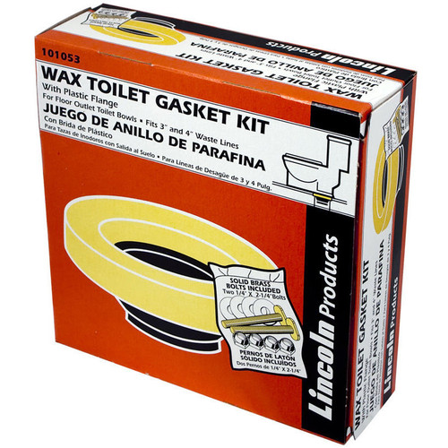 Lincoln 101053  Toilet Bowl Wax Gasket with Sleeve and Brass Bolts Image 1