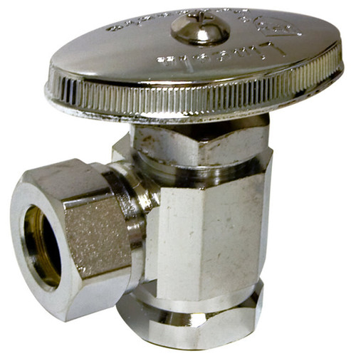 Lincoln 109350  1/2" FIP x 1/2" or 7/16" Slip Joint Standard Angle Supply Valve Stop Image 0
